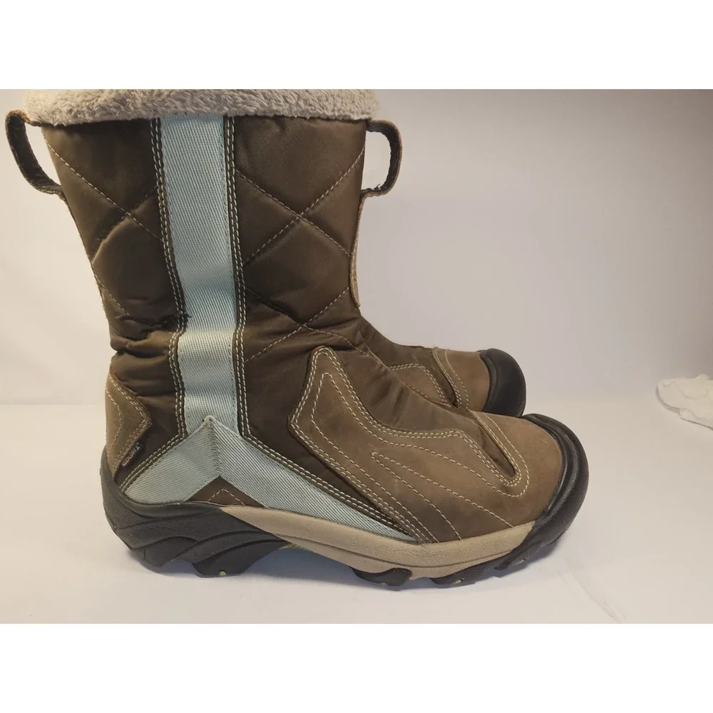 Keen Betty Waterproof Insulated Brown Teal ‎ Zippered Snow Boot Women's Size 8